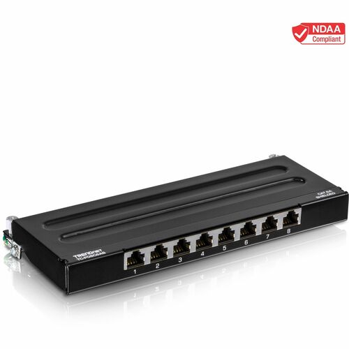 TRENDnet 8-Port Cat6A Shielded Patch Panel, Wall Mount Ready,