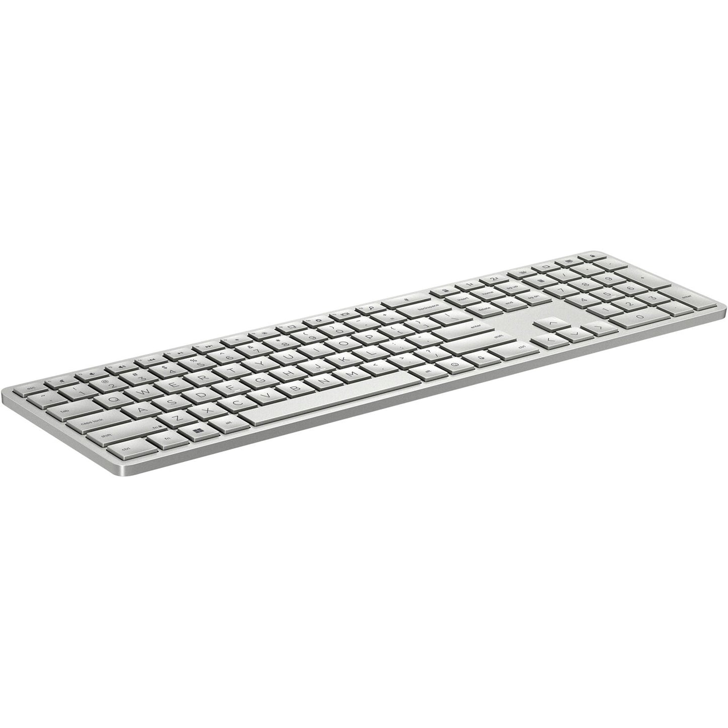 HP 970 Programmable Wireless Keyboard - Wireless Connectivity - Bluetooth/RF - 2.40 GHz - USB Type A Interface - Windows 10, Mac OS - PC, Mac - White