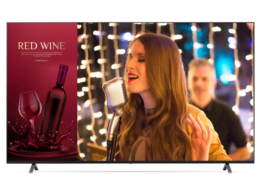 HDMI(3), RS-232C(1), USB(1), RF IN(1), AUDIO OUT(1), EXTERNAL SPEAKER (AMPLIFIER NOT INCLUDED)), RJ45IN/OUT, WEBOS 6.0