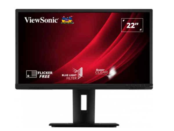 Viewsonic 22in 1080p Ergonomic 40-Degree Tilt Monitor with HDMI, DP, and VGA.