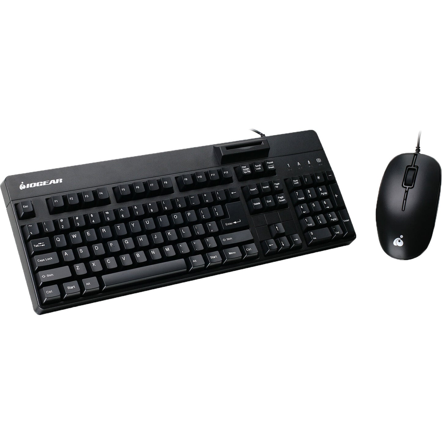 IOGEAR Keyboard & Mouse - USB 2.0 Cable Keyboard & Mouse- 104 Key - Optical - 1000 dpi - Scroll Wheel - Built-in Card Reader - TAA Compliant