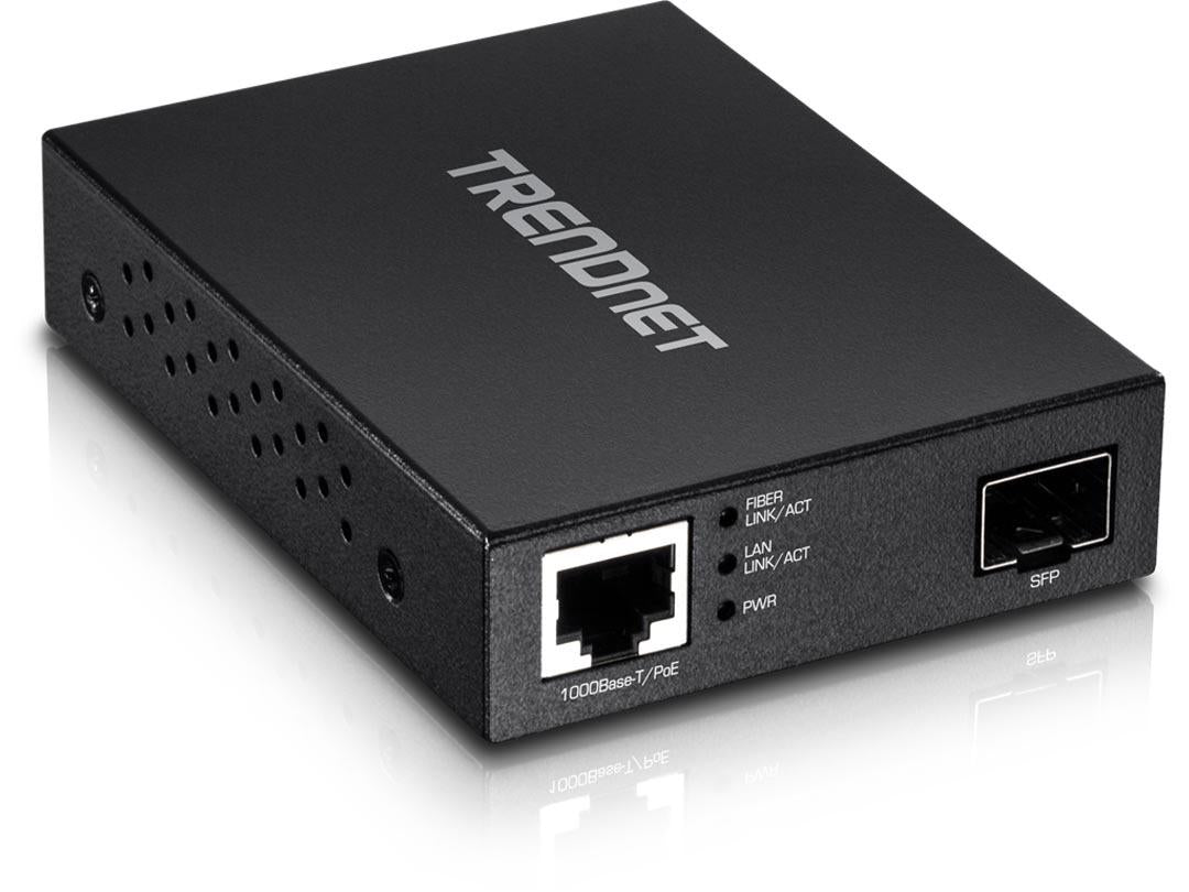 TRENDnet Gigabit Poe Pd SFP Fiber Media Converter; Poe Powered 100/1000Base-T to SFP Fiber Media Converter