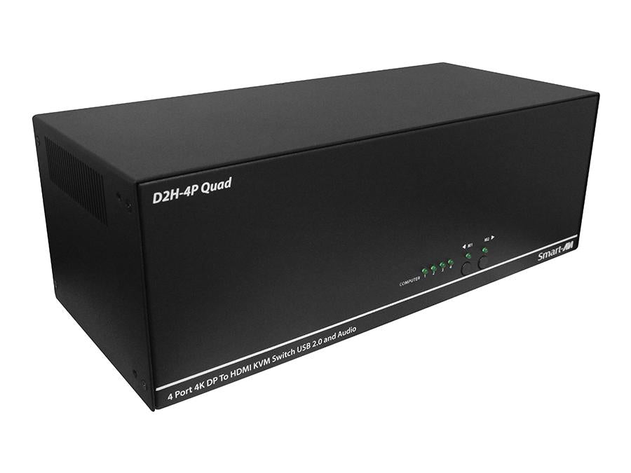 Smart-AVI 4-Port Quad DisplayPort-HDMI KVM Switch with USB 2.0 and Audio