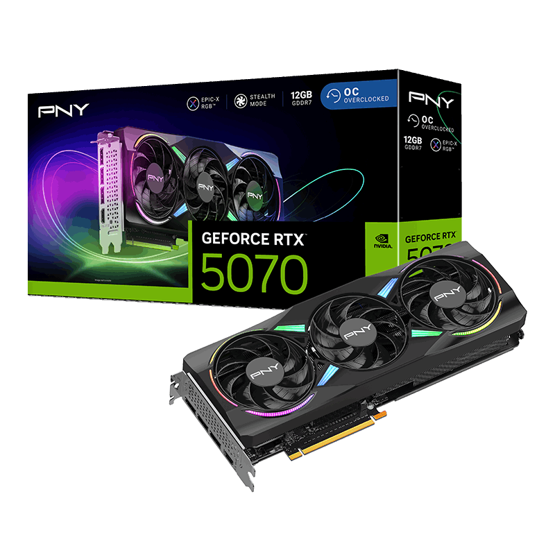 PNY GeForce RTX 5070 12GB Overclocked Triple Fan Graphics Card