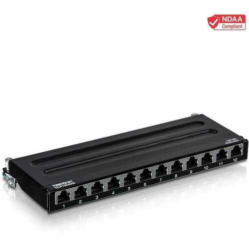 TRENDnet 12-Port Cat6A Shielded Patch Panel, 10G Ready, Cat5e,Cat6,Cat6A Compatible