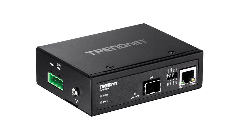 TRENDnet Hardened Industrial 100/1000Base-T to SFP Media Converter for Gigabit Ethernet Fiber Connectivity