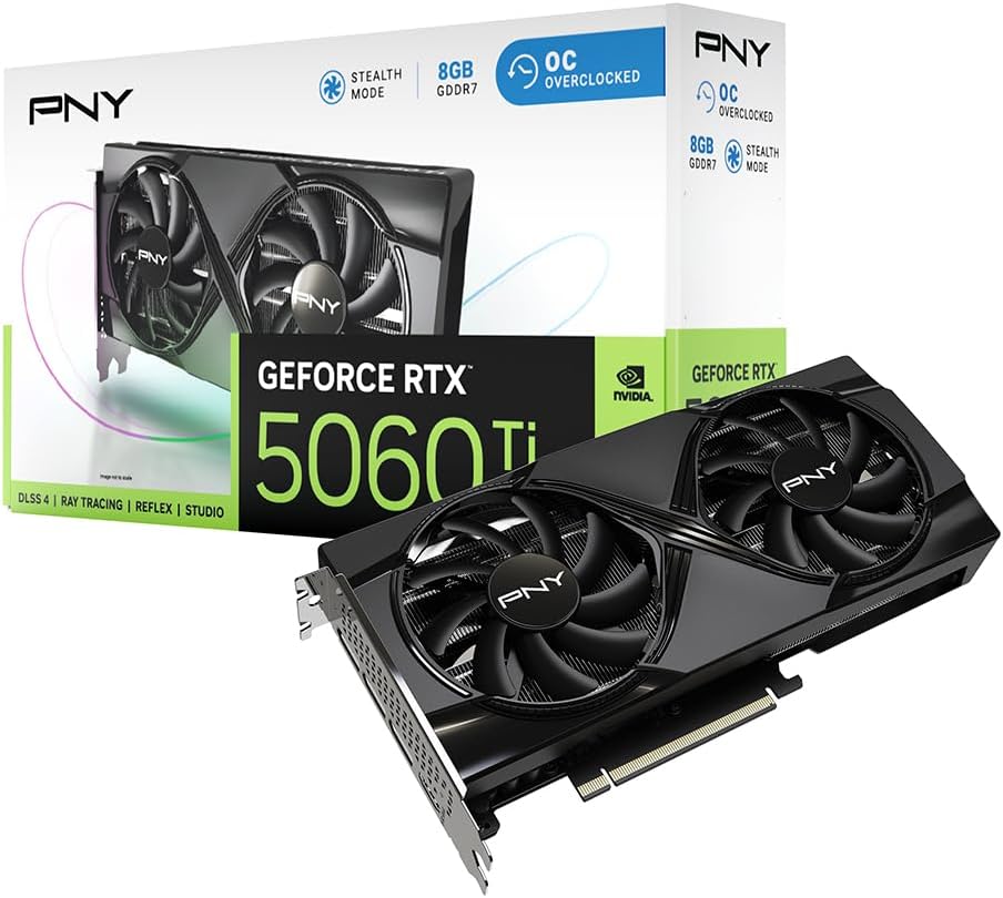 PNY GeForce RTX 5060 Ti 8GB Overclocked Dual Fan Graphics Card