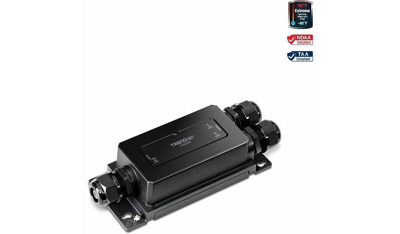 TRENDnet 2-Port Industrial Outdoor Gigabit PoE++ Extender with IP67 Waterproof Housing and Extreme Temperature Support