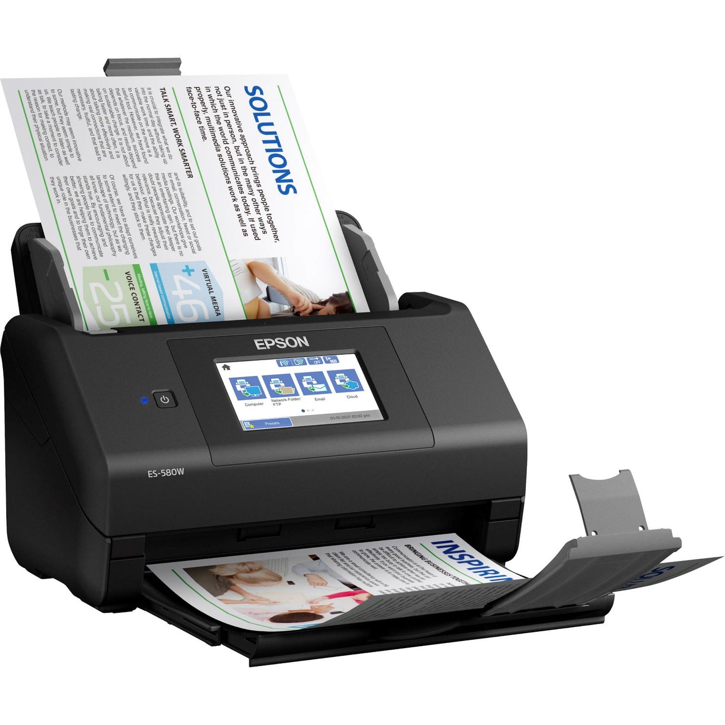 Epson WorkForce ES-580W Sheetfed Scanner - 1200 dpi Optical - Duplex Scanning - Desktop - USB