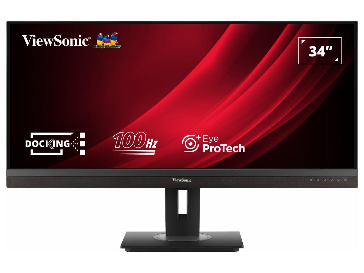 Viewsonic 34in WQHD Ergonomic 21:9 Docking Monitor with USB C (100w) and RJ45, 3440 x 1440 Resolution.