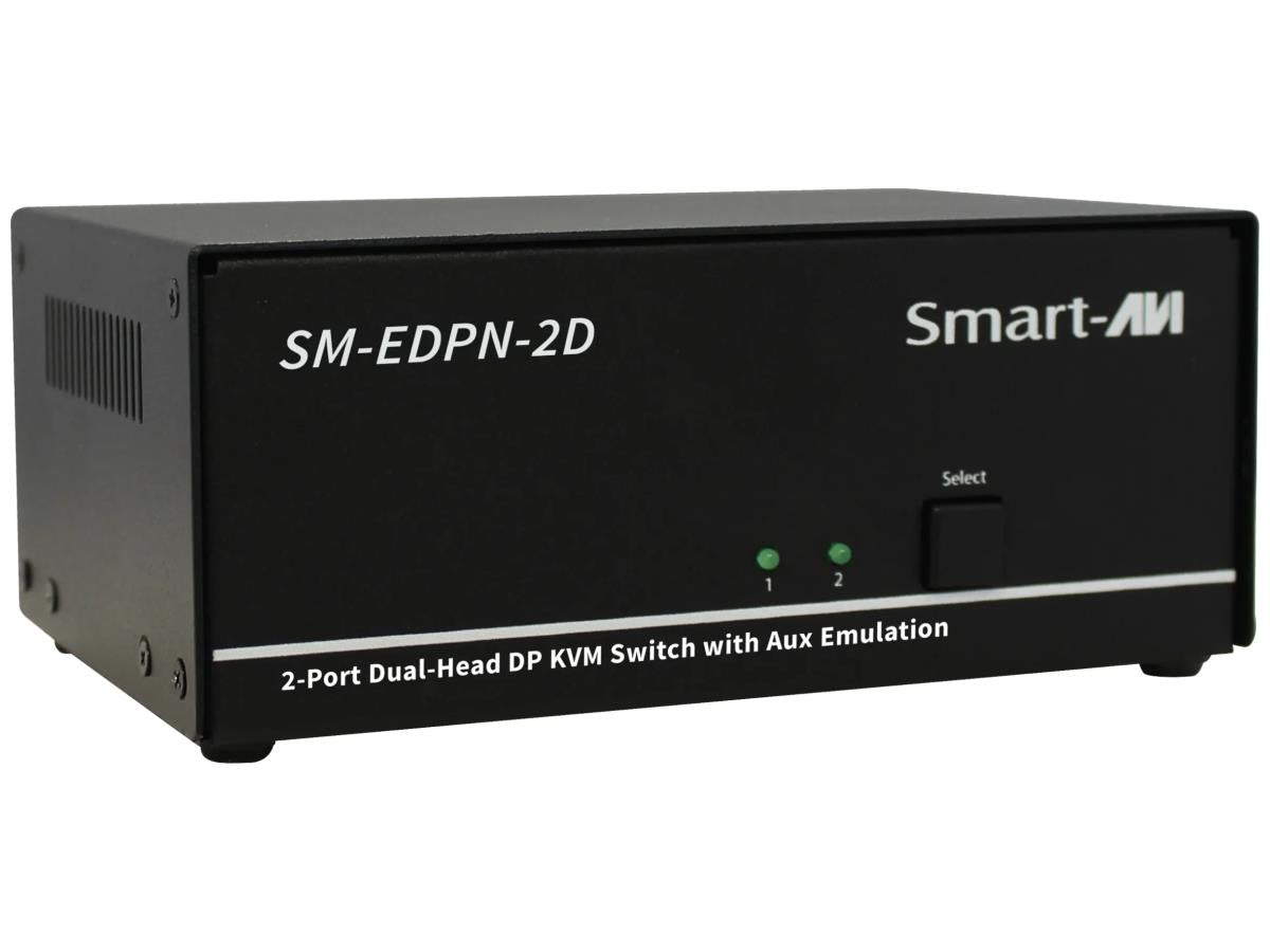 SMARTAVI INC - 4K60 DisplayPort, 2-Port, Dual-Head, KVM Switch with Emulation, Audio and USB 2.0 Support.