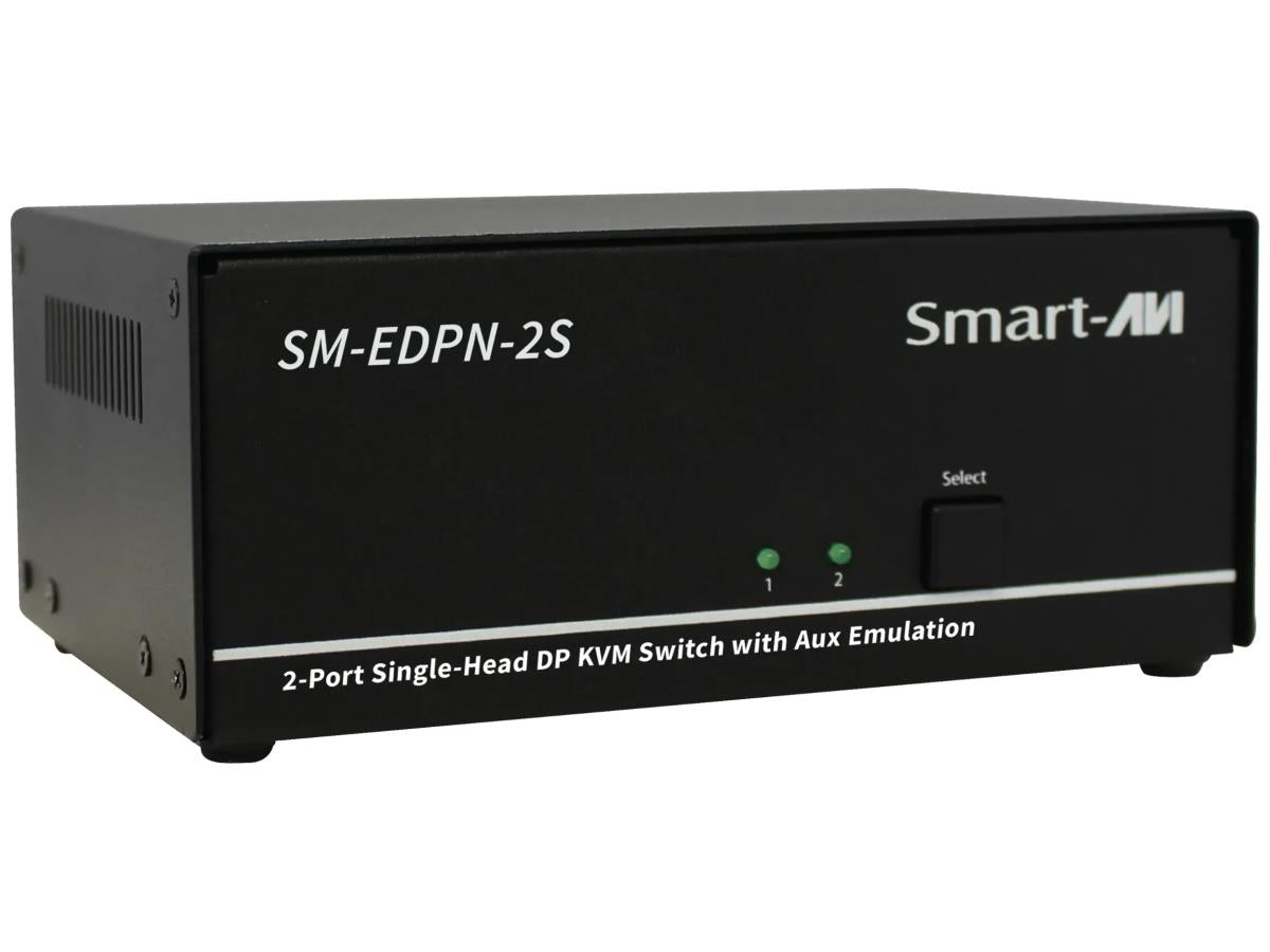 SMARTAVI INC - 4K60 DisplayPort, 2-Port, Single-Head, KVM Switch with Emulation, Audio and USB 2.0 Support