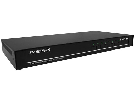 SMARTAVI 4K 60 DisplayPort, 8-Port, Single-Head, KVM Switch with Emulation, USB 2.0 and Stereo Audio Support