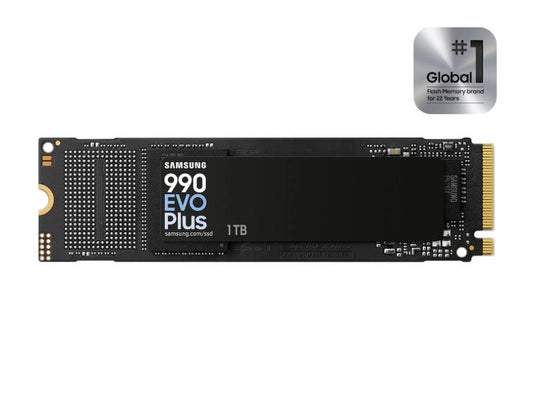 Samsung SSD 990 EVO Plus - 1TB SSD - PCIe 4.0 x4 / 5.0 x2 NVMe 2.0 -SamsungV-NAND TLC - AES 256-bit Full Disk Encryption