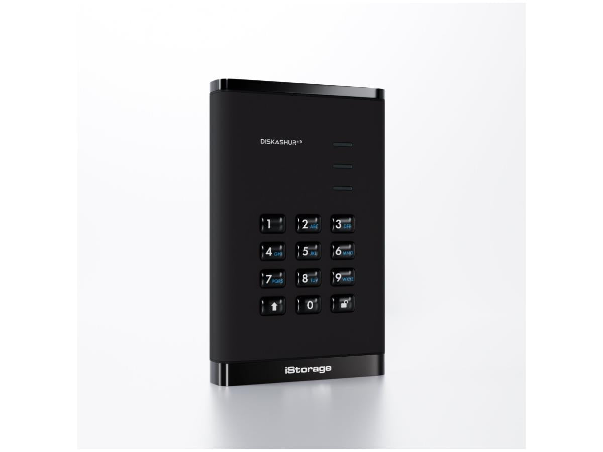 Istorage 500GB diskAshur3 USB 3.2 Gen 1 Encrypted Portable Hard Drive (Black)