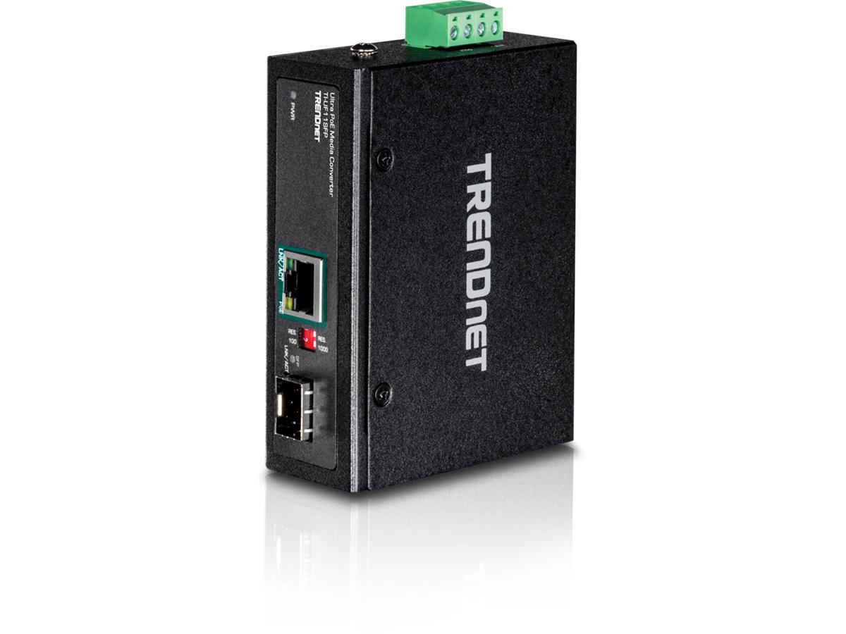 TRENDnet TI-UF11SFP Hardened Industrial SFP to Gigabit UPoE Media Converter, Up to 95W PoE, NDAA