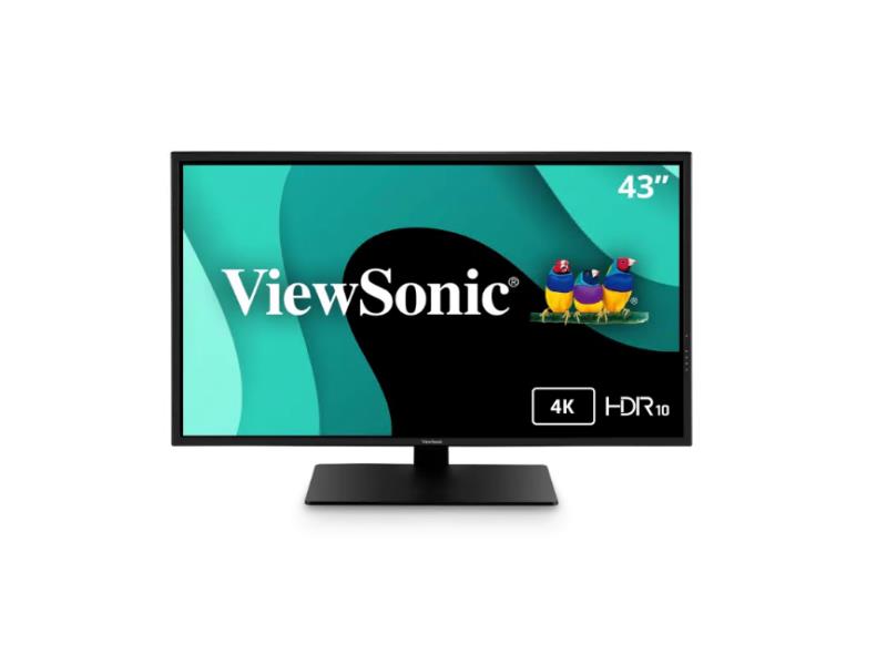 Viewsonic 43in 4K Ultra HD MVA Monitor with HDMI and DisplayPort, 3840 x 2160 Resolution.