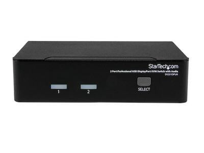 STARTECH USB C KVM SWITCH, 2 PORT DISPLAYPORT KVM W/ 4K 60HZ UHD HDR VIDEO, 3.5MM AUDIO, 4X USB HID, 2X USB A 5GBPS HUB, HOT KEY SWITCHING, TB 3/4 COMPATIBLE