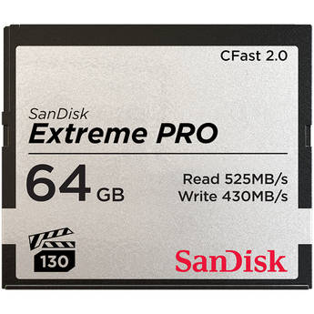 SanDisk Memory Card Extreme Pro CFast 2.0, 64GB, Full HD, 4K Video Recording
