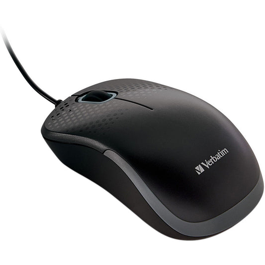 Verbatim Silent Corded Optical Mouse - Black - Optical - Cable - Black - USB Type A - Scroll Wheel - 3 Button(s)